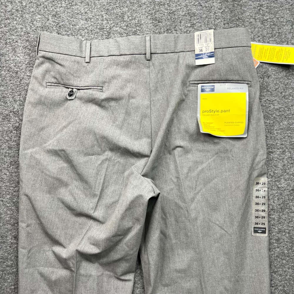 Dockers Dress Pants Mens 36x29 Gray proStyle Relaxed Fit Pleated Cuffed 40509465 - Picture 16 of 16